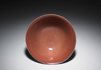 图片[3]-Stem bowl with incised dragons playing with pearls decoration in red glaze, Ming dynasty, Yongle reign, 1403-1424-China Archive